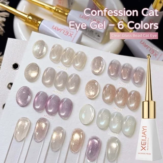 XEIJAYI 10ml-Super Glossy Nude Cat Eye Gel ยาทาเล็บ, ชุด 6 สี, เหมาะสําหรับร้านทําเล็บและของใช้ประจําวัน