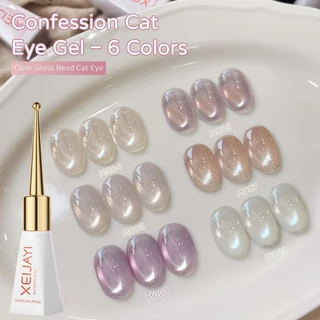XEIJAYI 10ml-Super Glossy Nude Cat Eye Gel ยาทาเล็บ, ชุด 6 สี, เหมาะสําหรับร้านทําเล็บและของใช้ประจําวัน