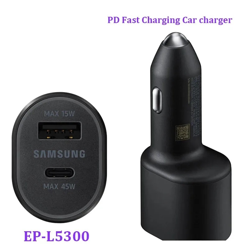 60W Samsung USB Type C Car Charger 2 พอร์ต PD Super Charge สําหรับ Galaxy S25 S24 S23 Ultra 45W 15W 