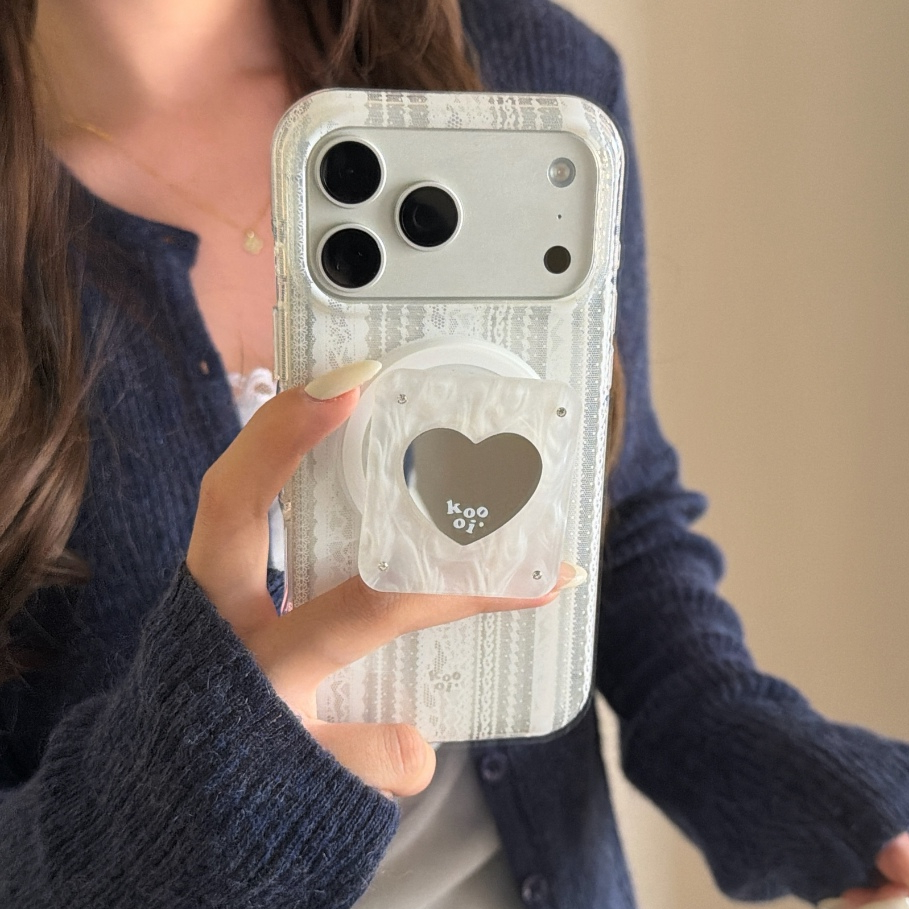 สําหรับ iphone Case 17 Pro Max 16 Pro Max 15 Pro Max เคสโทรศัพท์กลิตเตอร์ลูกไม้สีขาว