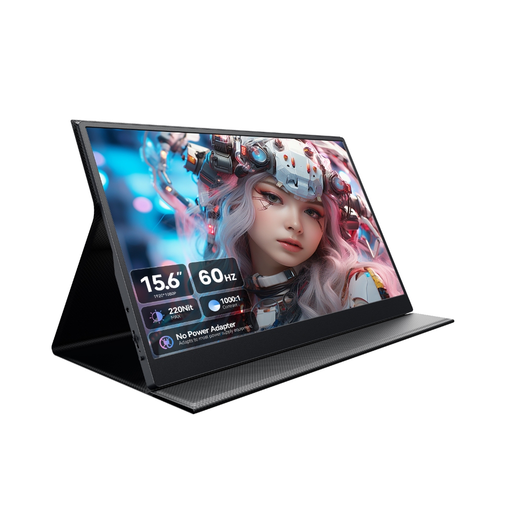 ZSCMALL จอภาพแบบพกพา 15.6 นิ้ว 1080P FHD USB-C, HDMI คอมพิวเตอร์จอแสดงผล HDR IPS Gaming Monitor พร้อมพรีเมี่ยมสมาร์ทและตัวป้องกันหน้าจอ, ลําโพง, สําหรับแล็ปท็อปพีซี MAC โทรศัพท์ PS4 Xbox