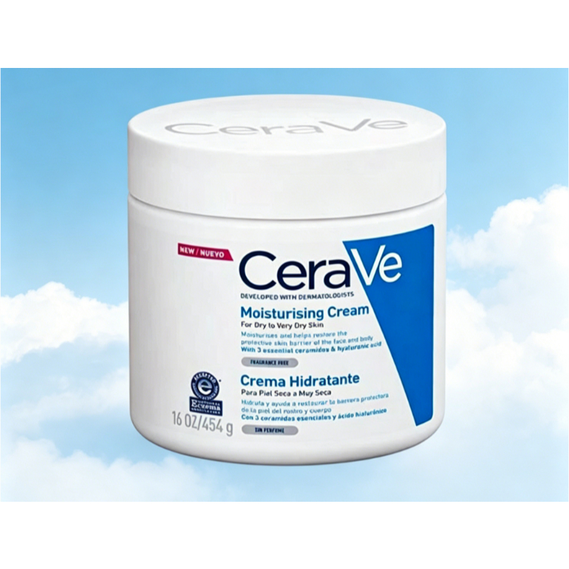 CeraVe Moisturising Cream 454g สําหรับผิวแห้งถึงผิวแห้งมาก 3 เซราไมด์และกรดไฮยาลูโรนิก ปราศจากน้ําหอม