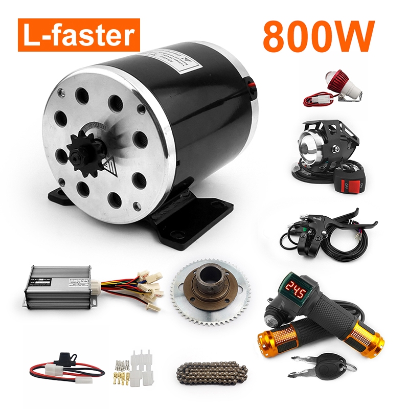 Mini Go Kart Brushed Motor Kit 800W ไฟฟ้า พร้อมระบบเบรกและไฟหน้า Handle