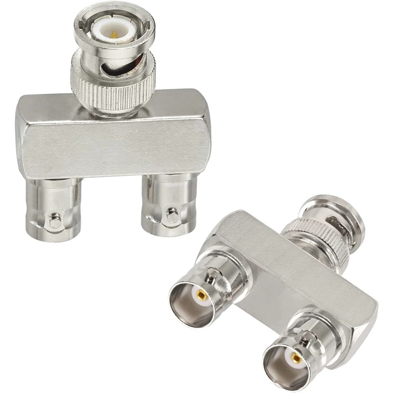 1 ชิ้น Q9 BNC ชายปลั๊ก 2x คู่ BNC หญิงเชื่อมต่อ BNC ชาย 2x Dual หญิง Tee ประเภท 3Way Splitter ประเภท