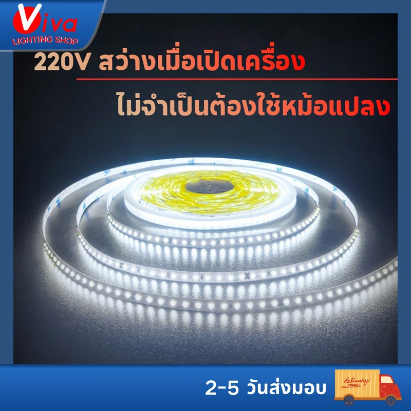 LED ไฟส่องเฉพาะจุดแรงดันสูง ไม่จำเป็นต้องใช้หม้อแปลง 220v โคมไฟตกแต่งบ้าน แถบแสงยืดหยุ่น 5m/10m ด้วยกาวด้านหลัง ติดตั้งง่าย