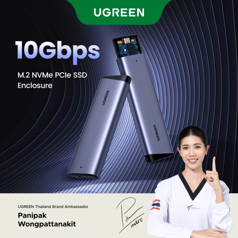 Ugreen M2 SSD กรณี M.2 NVMe SATA SSD Enclosure อะแดปเตอร์ 10Gbps USB 3.2 Gen2 USB C ภายนอกตู้รองรับปุ่ม M และ M & B