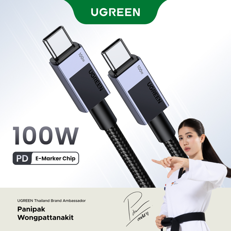 UGREEN PD 100W ประเภท C Fast สายชาร์จ Upgrated E-Marker ชิป USB 3.0 ข้อมูลสําหรับ iPhone 17 Pro Max1
