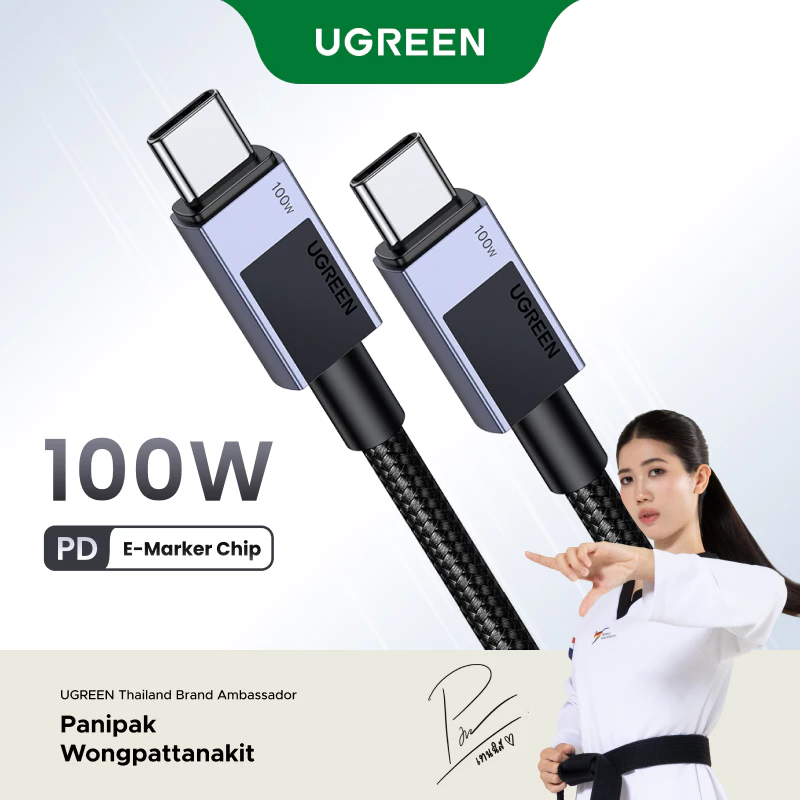 Ugreen PD 100W ประเภท C Fast สายชาร์จ Upgrated E-Marker ชิป USB 3.0 ข้อมูลสําหรับ iPhone 16 Pro Max 15 Samsung S24 Ultra Xiaomi โทรศัพท์ Android iPad Mackbook Pro แล็ปท็อป