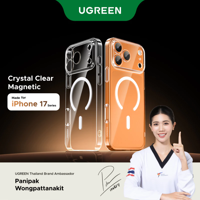 【for iPhone 17 Series】UGREEN Anti-Yellowing แม่เหล็กโปร่งใสเคสโทรศัพท์นวัตกรรม iCrystal Tech ป้องกันลายนิ้วมือป้องกันรอยขีดข่วนสําหรับ iPhone 17 Pro Max/สําหรับ iPhone 17 Pro/iPhone 17 Air