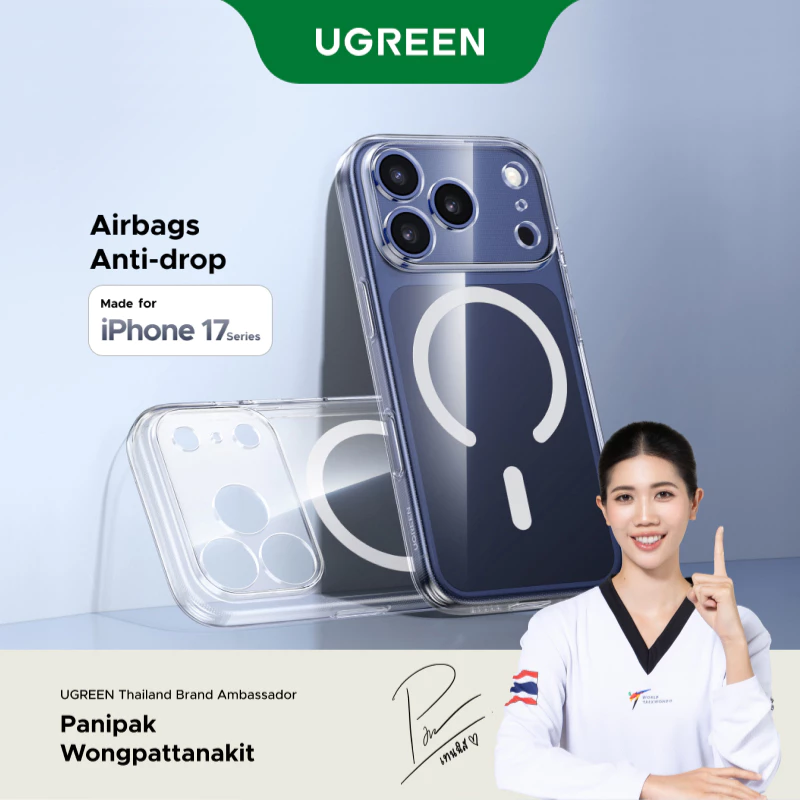 【for iPhone 17 Series】UGREEN เคสโทรศัพท์แม่เหล็กแบบใส พร้อมความคุ้มครองปุ่ม Magsafe Mafnetic No Yellowing สําหรับ iPhone 17 Air iPhone 17 Pro Max