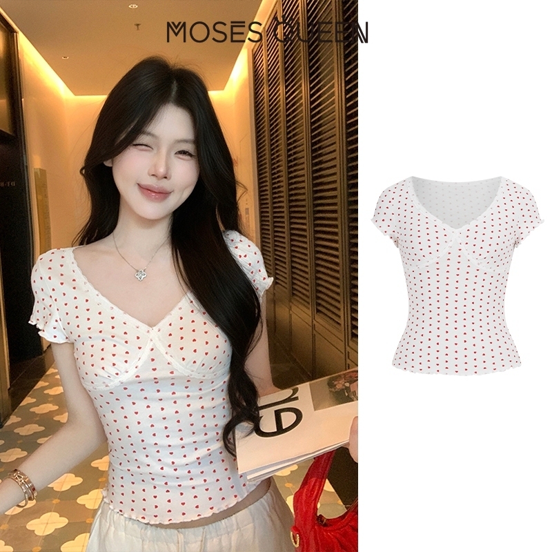 MOSESQUEEN แจ็กเก็ตมัสเนสควีนสำหรับผู้หญิง แขนสั้นลายพิมพ์นุ่มสบายระบายอากาศได้ดี เหมาะสำหรับใส่เล่นหรือในชีวิตประจำวัน #63544