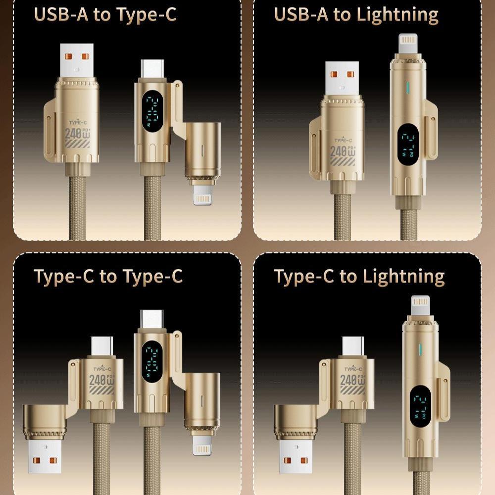 สายชาร์จ 4-in-1 PD 240W ชาร์จเร็วพิเศษ จอ LED อัจฉริยะ รูปที่ 2