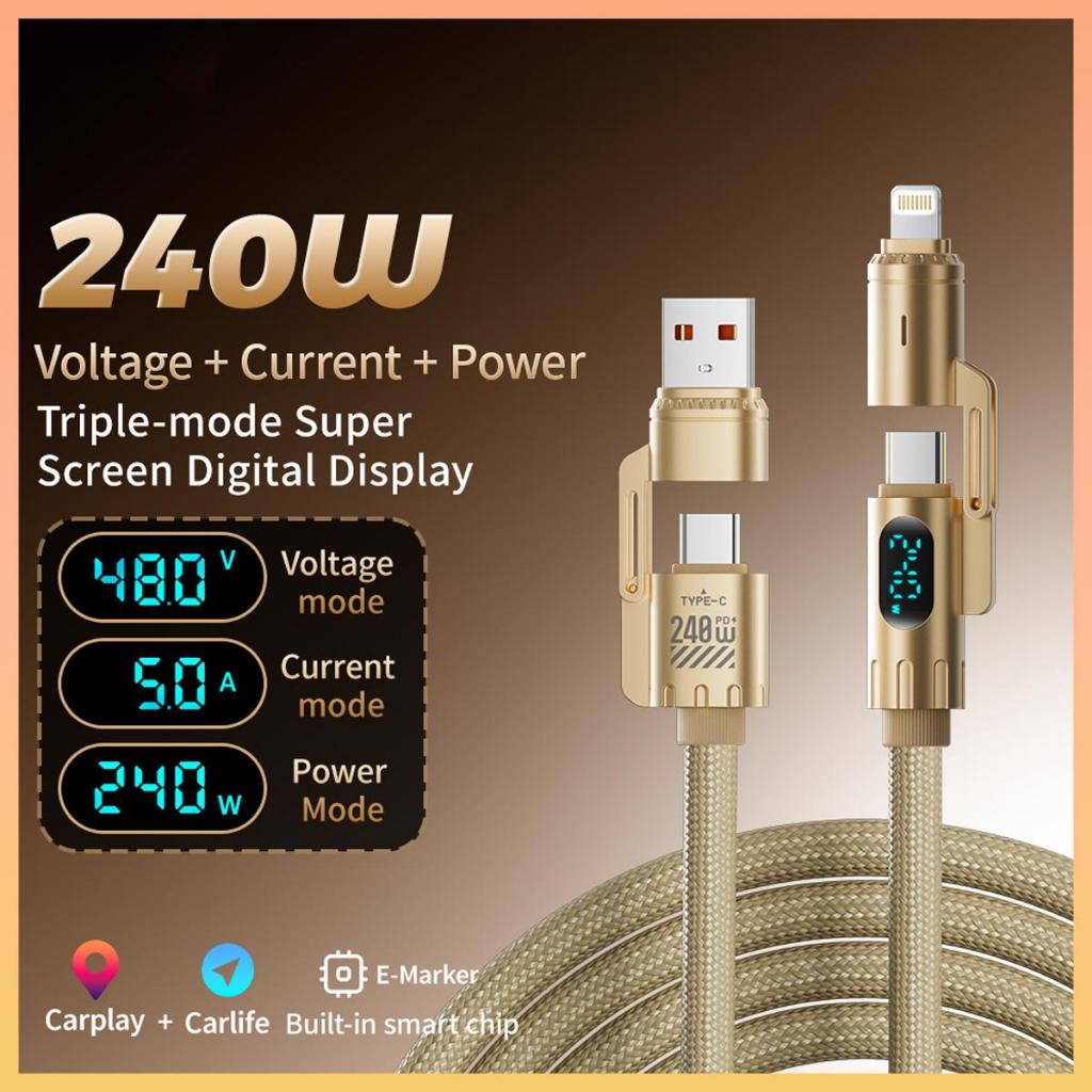 สายชาร์จ 4-in-1 PD 240W ชาร์จเร็วพิเศษ จอ LED อัจฉริยะ รูปที่ 7