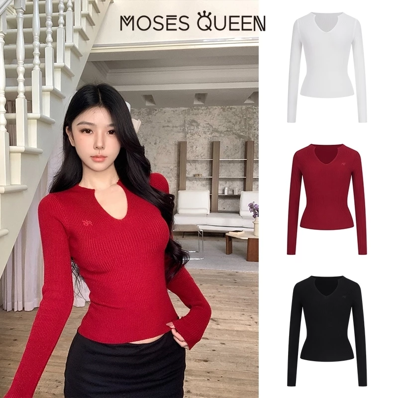 MOSESQUEEN เสื้อแขนยาวสีทึบ แบบเรียบหรู ฟิตพอดีตัว ระบายอากาศได้ดี นุ่มเบา ลดรอยยับ สวมใส่สบายตลอดวัน #59999