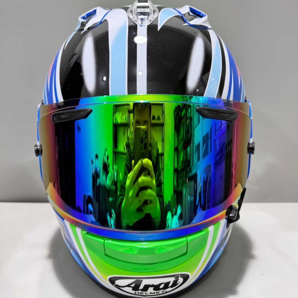 Arai RX7X หมวกกันน็อคเต็มหน้า สีฟ้าตาโต สําหรับขี่มอเตอร์ไซค์ แข่งวิบาก