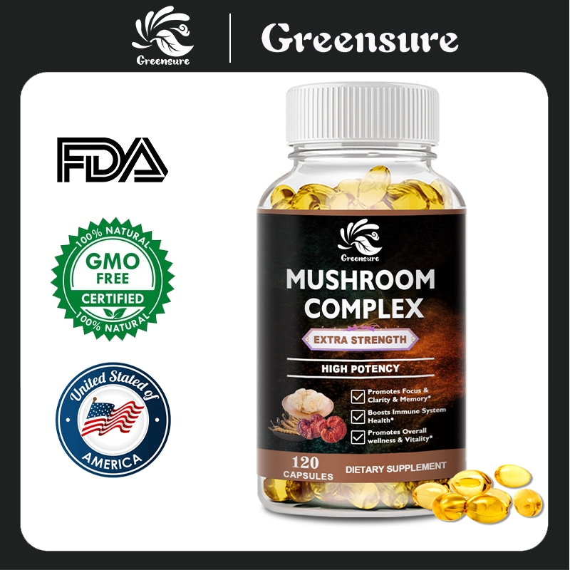 Mushroom COMPLEX Capsules - เพิ่มพลังงาน ภูมิคุ้มกันและสมอง Cognitive Function Support อาหารเสริม