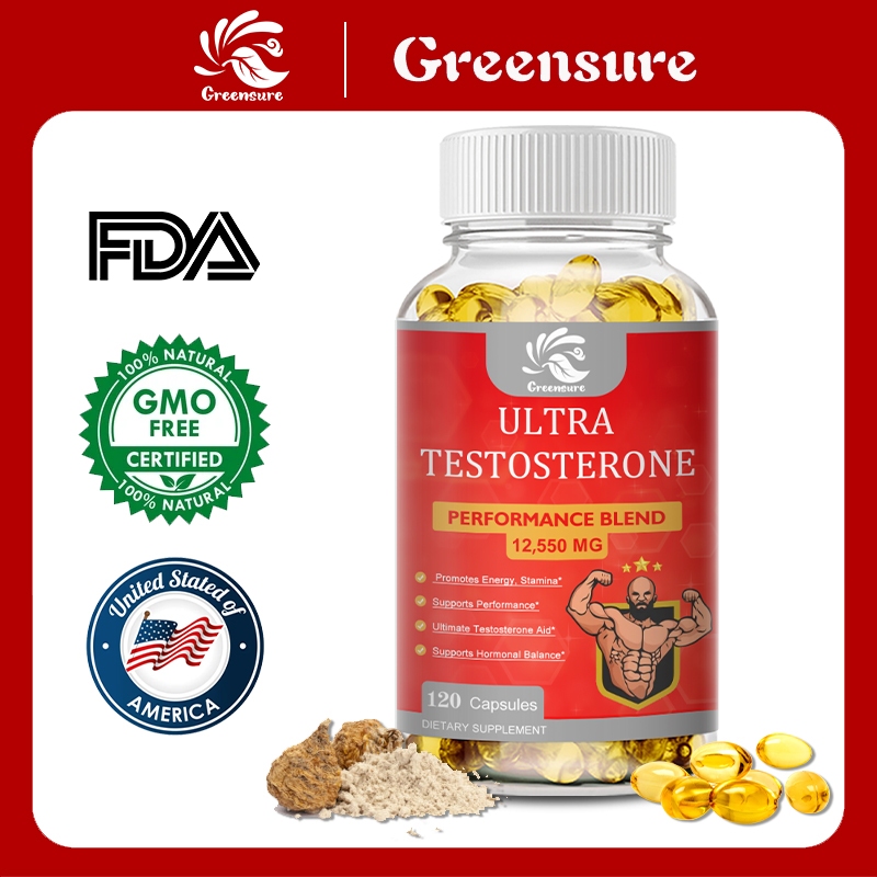 Tongkat Ali, Panax Ginseng, Maca Root, Ashwagandha, Tribulus อาหารเสริมสําหรับผู้ชาย Stamina & Energy Support