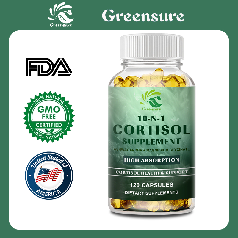 10-in-1 Cortisol แคปซูลพร้อม Ashwagandha -ความเครียดบรรเทา, Balanced Cortisol, ผ่อนคลาย, Deep Sleep