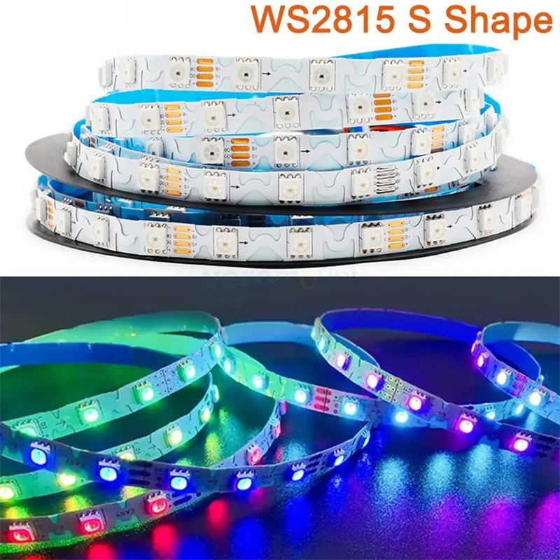 S-Shape WS2815 WS2812B แอดเดรสแอดเดรส 60Leds/m RGBIC LED Strip Bendable Light Tape DC12V