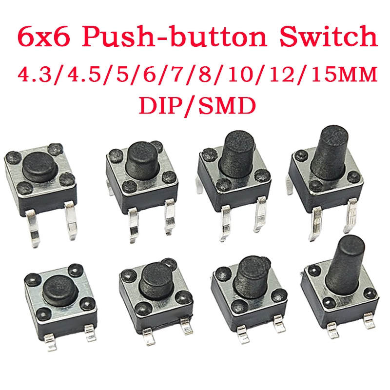 10ชิ้น6x6สวิทช์สัมผัส4ขาไมโครปุ่ม6 * 6 * 4.3/4.5/5/6/7/7.3/8/9/19/30มม ใน-เส้นแนวตั้งแพทช์6x6แสงสัมผัสสวิทช์6x12 13 13.5 14 15 16 17 18 19 20 21 222 3242 25 26 28 29 30มม