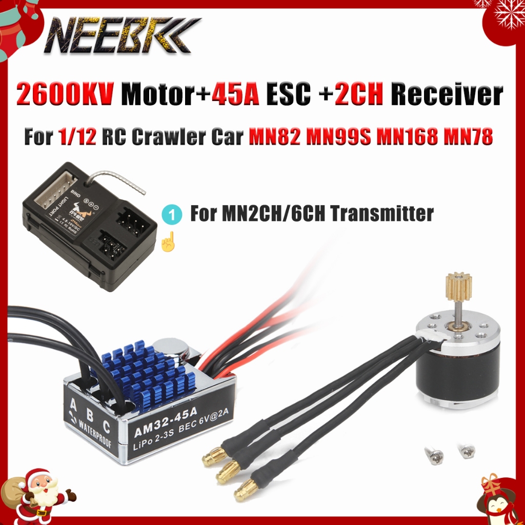 NEEBRC 2322 2600KV Brushless Outrunner มอเตอร์ AM32 45A ESC MN 2CH สําหรับ 1/12 RC Crawler รถ MN82 M