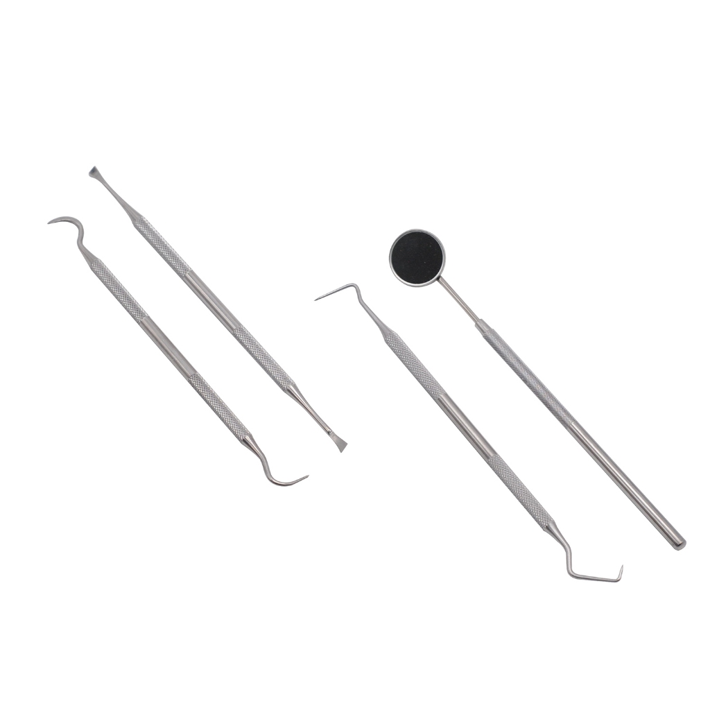 4 ชิ้น/เซ็ตกระจกทันตกรรมสแตนเลสทันตกรรมเครื่องมือทันตแพทย์ชุดเครื่องมือ Probe ฟัน Care Kit Tweezer H
