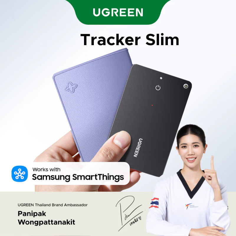 【for Samsung】UGREEN Tracker Slim Work พร้อม Samsung SmartThings AirTag Smart Tracker Finder สําหรับ Samsung GPS Anti-Loss อุปกรณ์การ์ด-ประเภทแบตเตอรี่ลิเธียมชาร์จสําหรับกุญแจรถกระเป๋าสตางค์