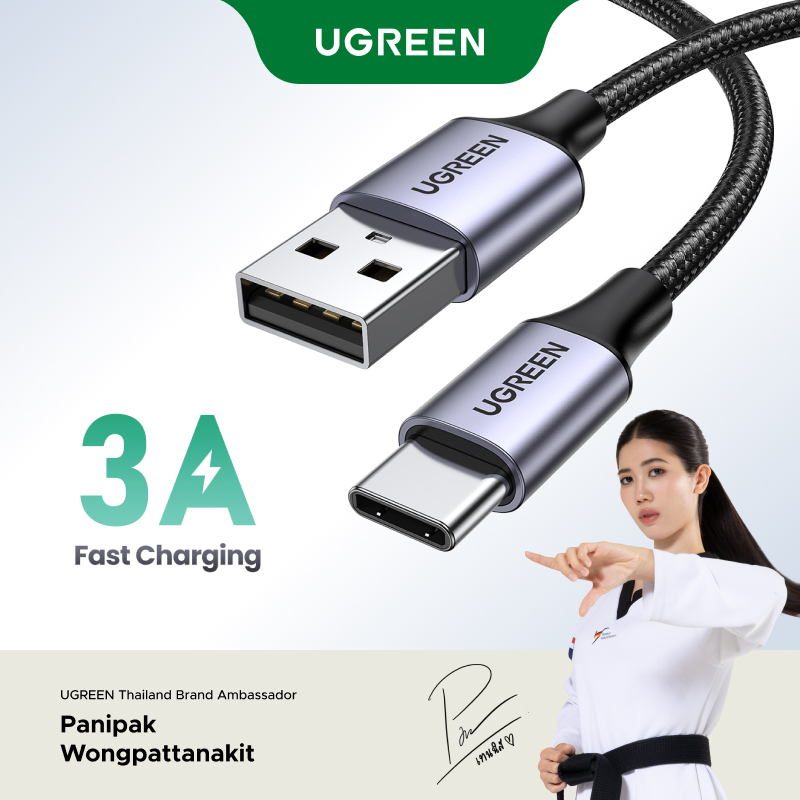 Ugreen 3A Type C สายชาร์จโทรศัพท์ ไนล่อน ชาร์จเร็ว 3A QC3.0 USB Type C ที่ชาร์จ สําหรับ Xiaomi Realm