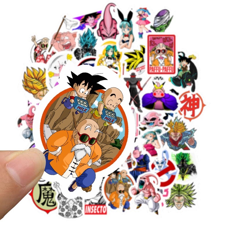 50 ชิ้น Dragon Ball ชุดสติกเกอร์กันน้ํา Dragon Ball ตัวอักษรสติกเกอร์ Son Goku Gogeta Shenron Gohan Frieza Vegeta