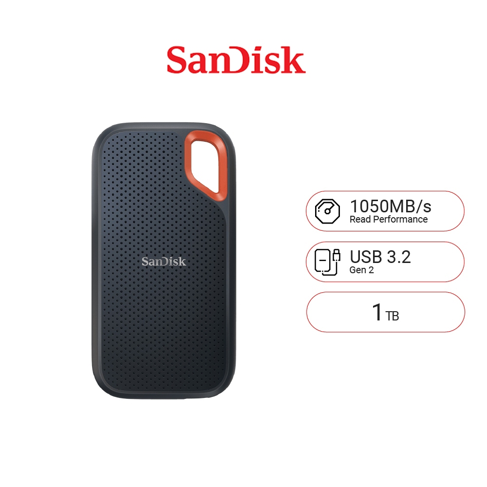 SanDisk Extreme Portable SSD 1TB(SDSSDE61-1T00-G25) Read speed up to 1050MB/s, Write speed up to 100