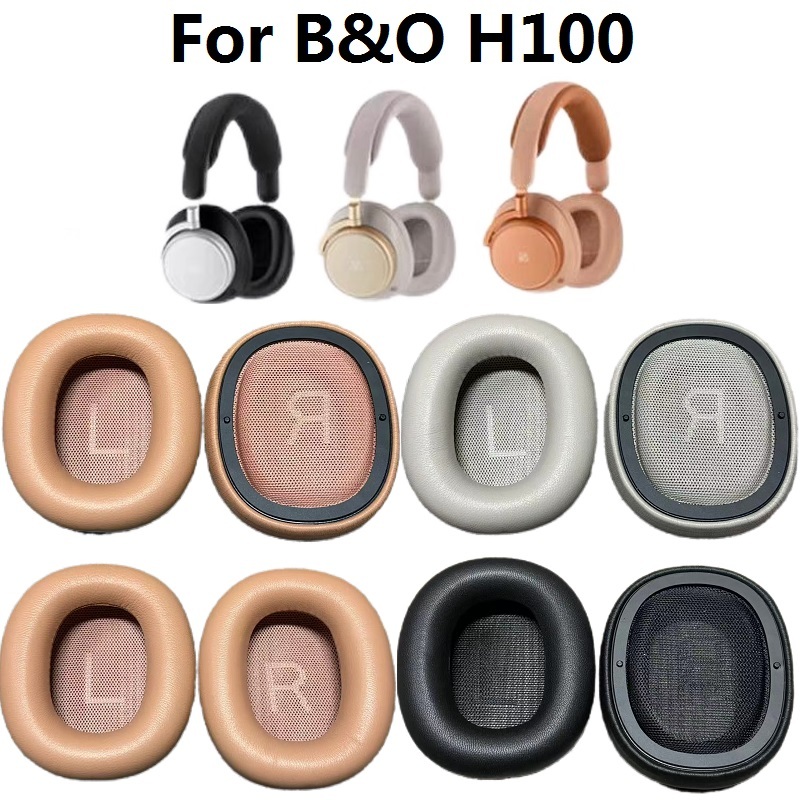 แผ่นรองหูฟังหนังแกะแท้สําหรับ B&O H100 Bang & Olufsen Beoplay H100 หูฟังเปลี่ยนคุณภาพสูงแผ่นรองหูฟัง