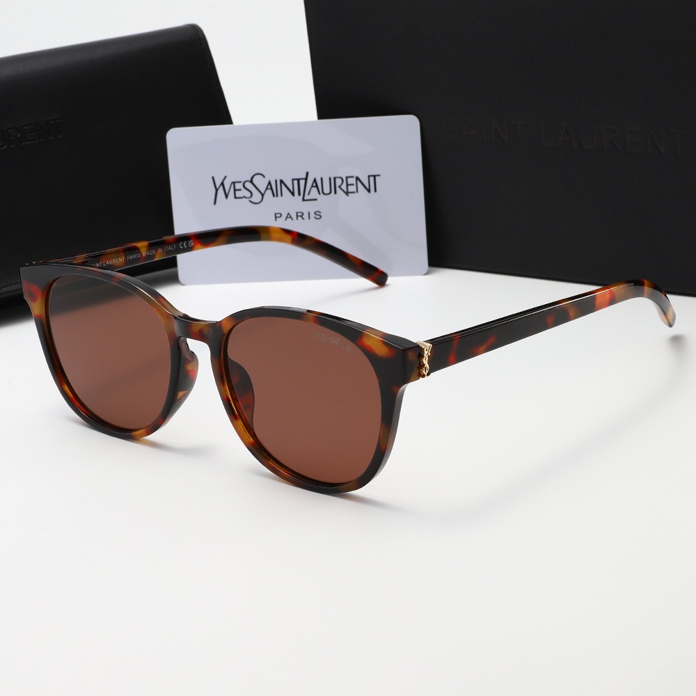 2026 สไตล์ใหม่ Saint Laurent กรอบกลมแว่นตากันแดดแฟชั่นฝรั่งเศส Casual All-Match แว่นตากันแดดกรอบเล็ก