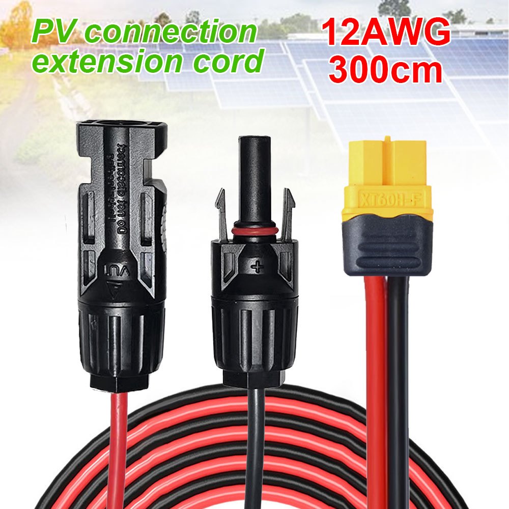 แผงพลังงานแสงอาทิตย์สายต่อลวด XT60 ถึง MC4 พลังงานแสงอาทิตย์ DC Connector 12 AWG IP67 กันน้ําชายหญิง