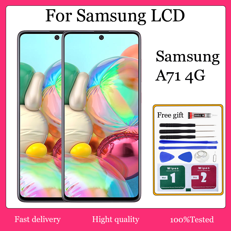 Original สําหรับ Samsung Galaxy A71 4G จอแสดงผล LCD หน้าจอสัมผัสพร้อมกรอบสําหรับ Samsung Galaxy A71 