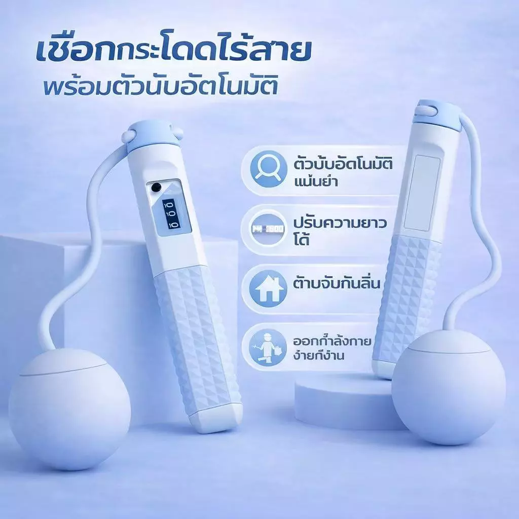 NEW เชือกกระโดดไร้สาย เชือกกระโดดไฟฟ้า เชือกกระโดดออกกำลังกาย มีหน้าจอ นับรอบ ปริมาณการเผาผลาญ Jump Rope