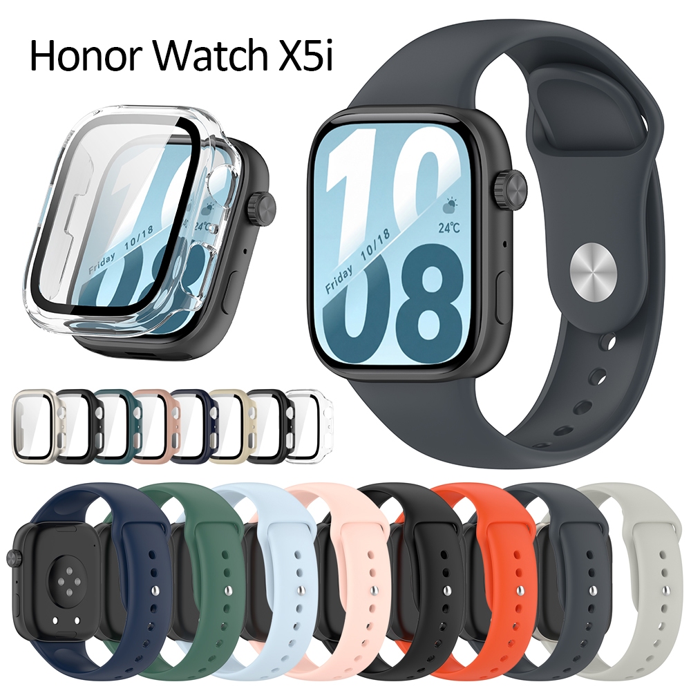 Honor Watch X5i เคสสายรัดกระจกนิรภัยปกป้องหน้าจอเคสปกแข็งแบบเต็มสายรัดสายนาฬิกาอัจฉริยะ