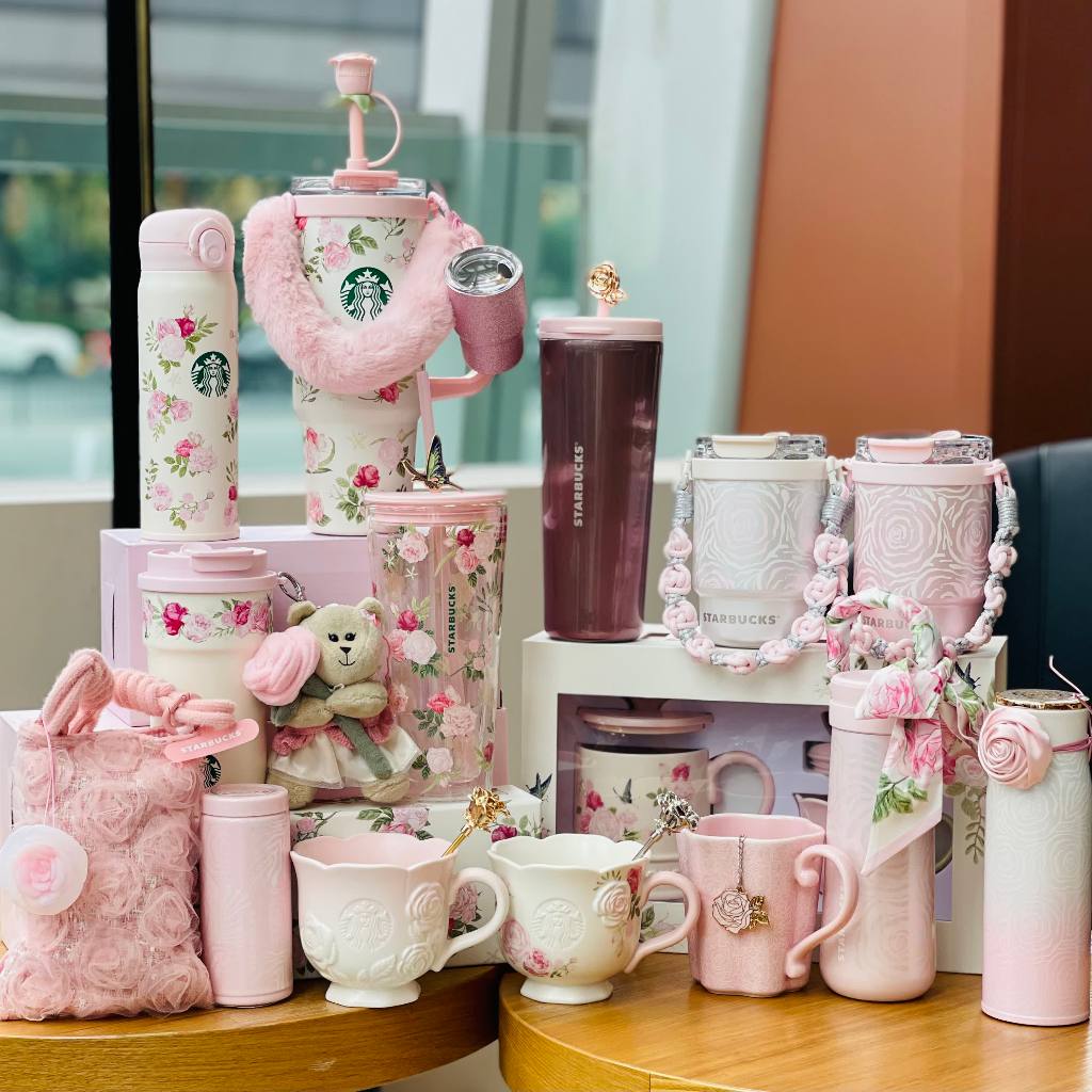 Starbucks Ten Thousand Flowers Roses Thermos Cup with Gift Box