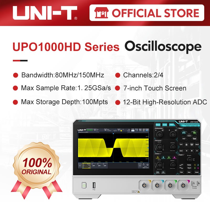 UNI-T Digital Oscilloscope 12-Bit ความละเอียดสูง ADC ความละเอียด 2/4 ช่อง 80/150MHz แบนด์วิดท์ UPO1082HD UPO1084HD UPO1152HD UPO1154HD