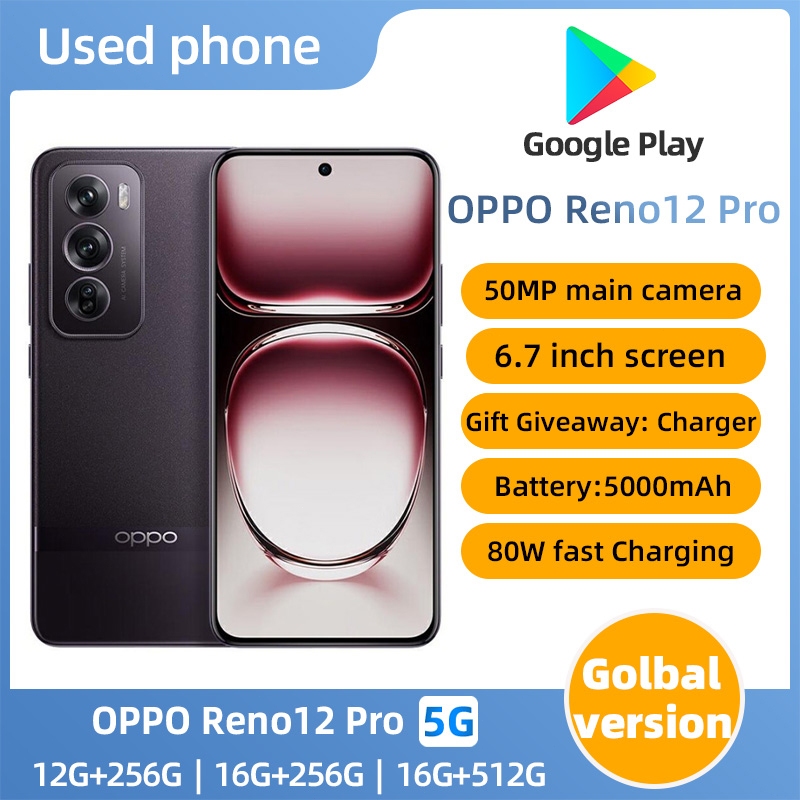 SmartPhone OPPO reno12 pro 5g 6.7 นิ้ว 50MP กล้อง 12GB+256GB 16GB+256GB 16GB+512GB โทรศัพท์มือสอง