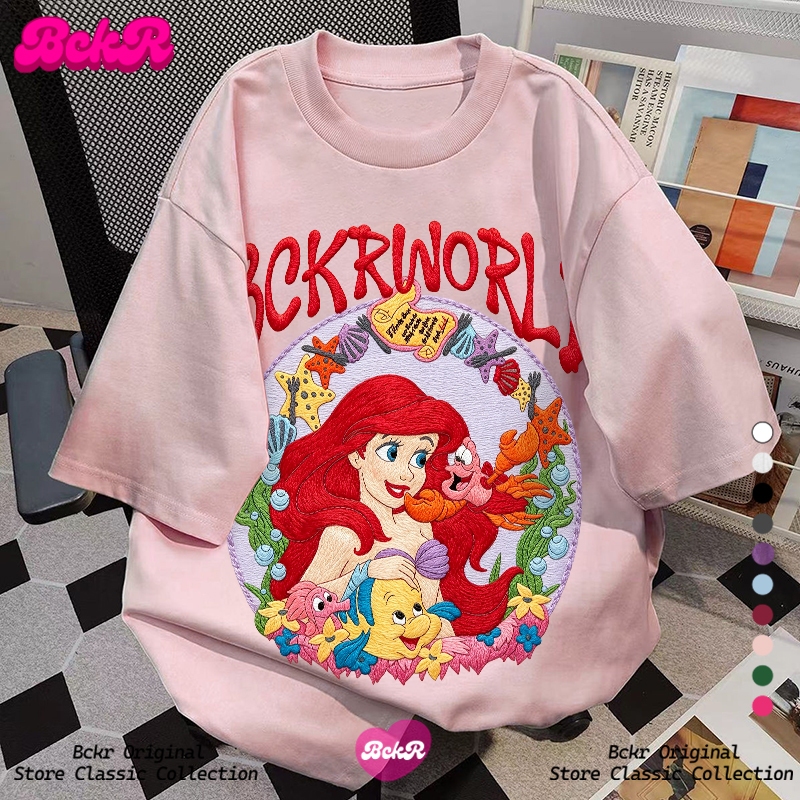 【จัดส่งตลอด 24 ชั่วโมง】 BCKR ลายเจ้าหญิง ชุดหน้าร้อน เสื้อ เสื้อผญ   เสื่อยืด คอกลม oversize YG4740 – โปรปัง