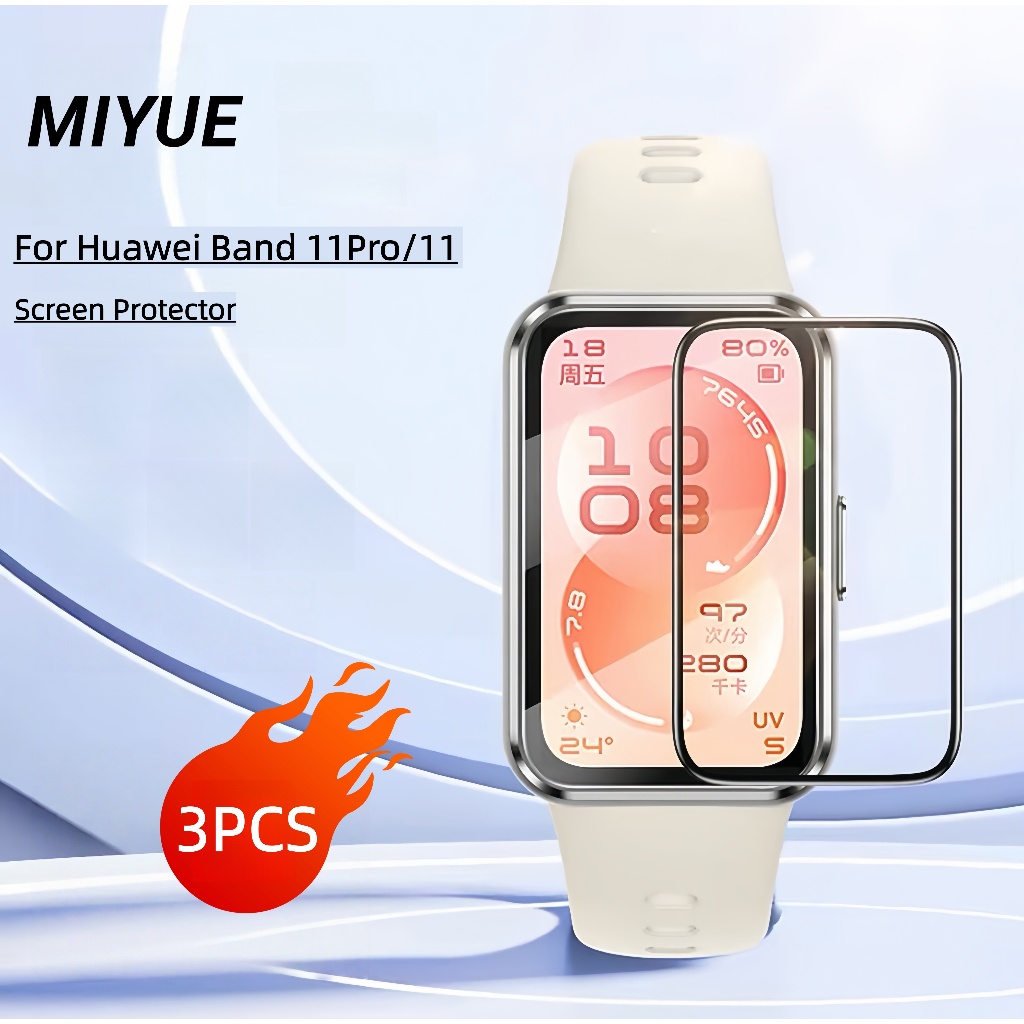 3PCS ฟิล์มป้องกันสําหรับ Huawei Band 11 Pro/11 ป้องกันหน้าจอ 9H ความละเอียดสูงป้องกันการระเบิดป้องกันฟิล์มป้องกันลายนิ้วมือสําหรับ Huawei Band 11 Pro/11 อุปกรณ์เสริม