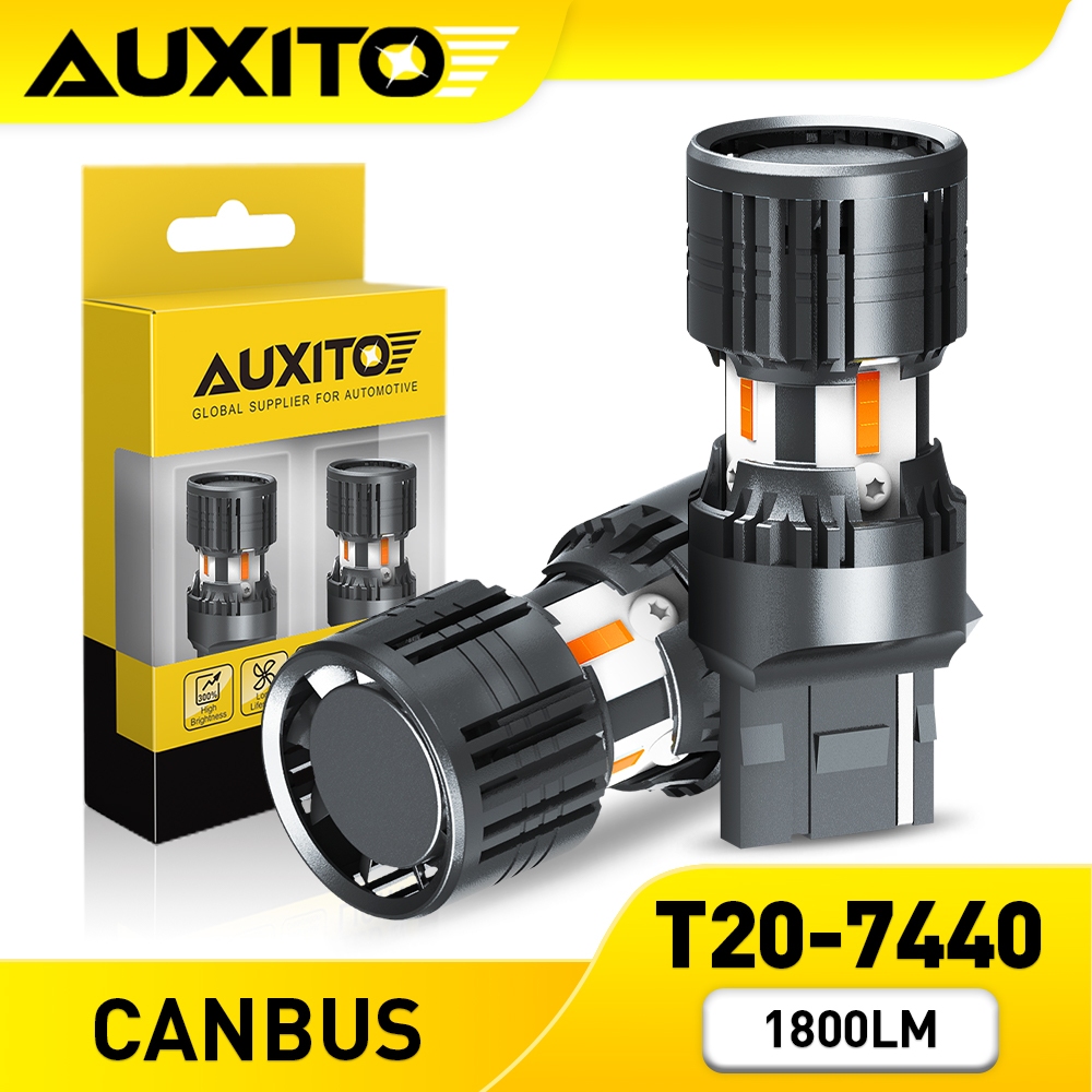 AUXITO 2PC T20 7440 LED WY21W  ไฟเลี้ยว LED สว่างกว่าเดิม 300% มองเห็น 360° ไฟเลี้ยวรถยนต์ CANBUS