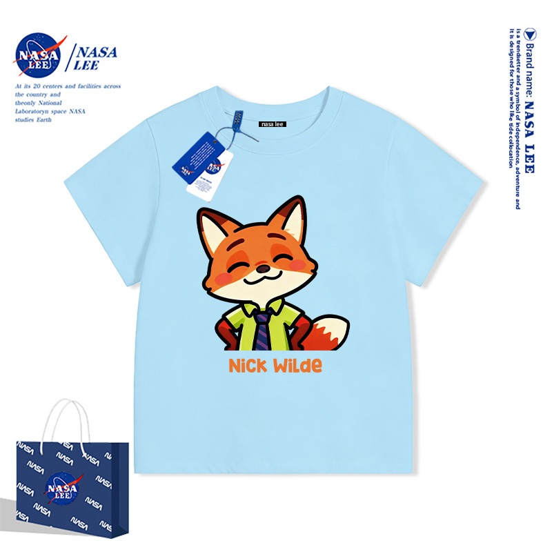 เสื้อยืดเด็ก NASA LEE เจ้าหญิงจิ๊กวานีการ์ตูน Nick Wilde ดีไซน์สดใส ผ้าฝ้ายเนื้อดี ใส่สบาย เสื้อครอบครัว เด็กผู้ชายเด็กผู้หญิง (หลายสี)