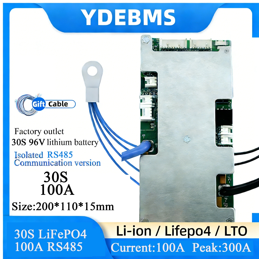 YDE 30S 32S 96V 100A/200A BMS PCBA แบตเตอรี่ลิเธียมป้องกัน 4 ออนซ์ทองแดง RS485 สําหรับรถสามล้อและสาย