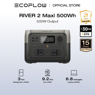 EcoFlow 500Wh RIVER 2 Max Portable Power Station 220V Solar Generator with Solar Panel LiFeP04 Quick Charge in 1 Hour Up to 1000 W Power for Emergency Power Camping Motor Homes Home