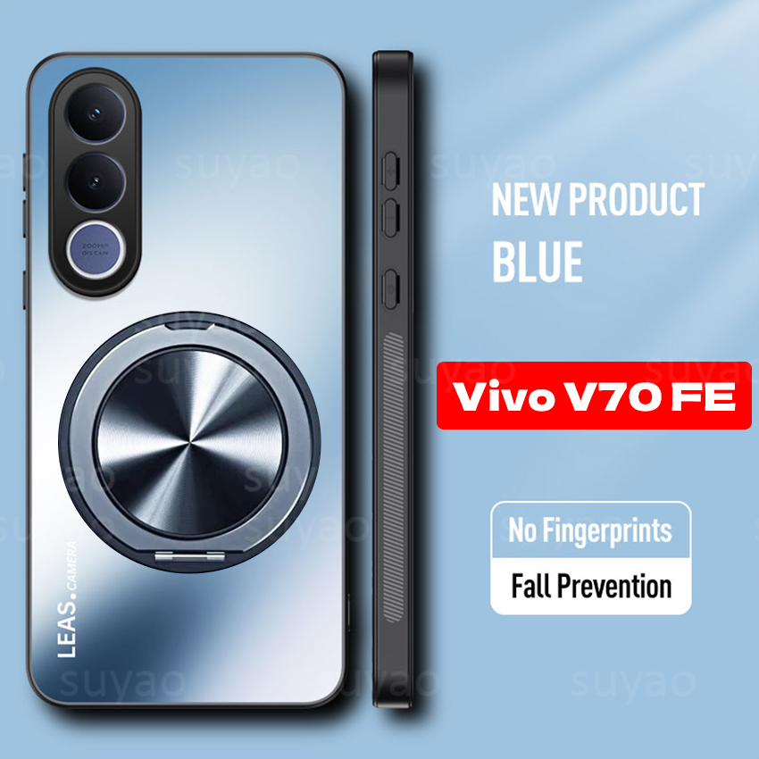 สําหรับ Vivo V70FE V70 FE 5G 2026 เคสโทรศัพท์หรูหรา Matte พร้อมแหวนขาตั้งปลอก VivoV70FE VivoV70 V60 V50 Lite ShockProof ป้องกันปกหลัง