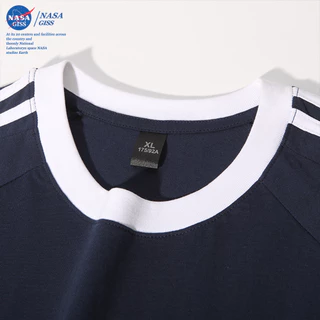 NASA เสื้อยืดสามแถบชายหญิง oversize แขนสั้น สไตล์ลำลอง summer เครยอนชินจัง คอตตอน100% คอกลม หลวมและระบายอากาศ