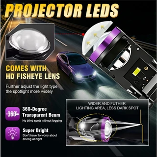 BULLVISION 2PCS Y30 โปรเจคเตอร์ H4 เลนส์หลอดไฟ LED MINI ไฟหน้ารถหลอดไฟ H4 Bi Led เลนส์ Canbus Turbo Light 12V 36V
