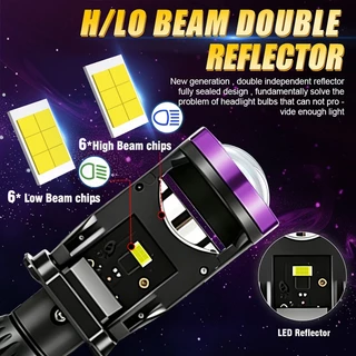 BULLVISION 2PCS Y30 โปรเจคเตอร์ H4 เลนส์หลอดไฟ LED MINI ไฟหน้ารถหลอดไฟ H4 Bi Led เลนส์ Canbus Turbo Light 12V 36V