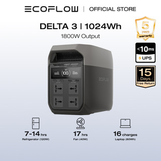 EcoFlow Portable Power Station DELTA 3, 1024Wh LFP Battery Solar Generator with UPS for Home Backup, Camping RV